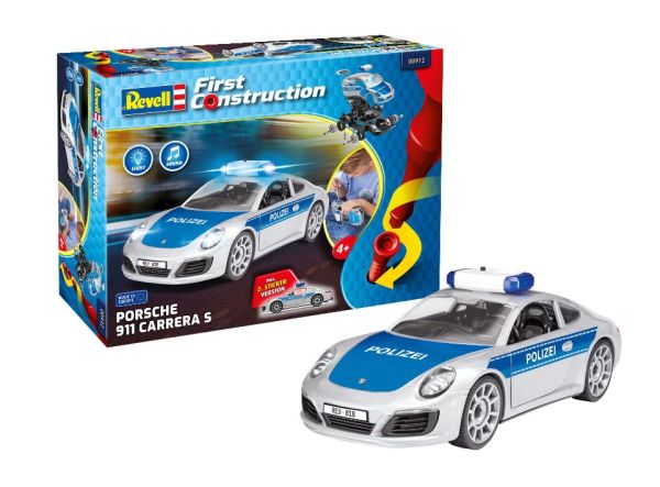 REV00912 - Auto della polizia PORSCHE con luci e suoni da assemblare e dipingere - 1