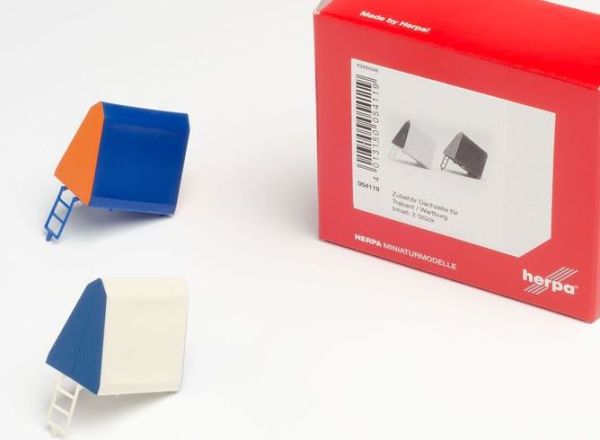 HER054119 - Tenda da tetto per TRABANT e WARTBURG - 2 pezzi arancione e blu - 2 pezzi blu e bianco - 1