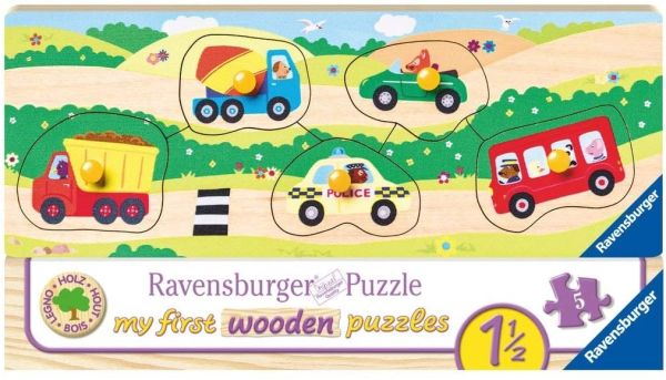 RAV03236 - I miei primi puzzle in legno - Veicoli 5 pezzi - 1