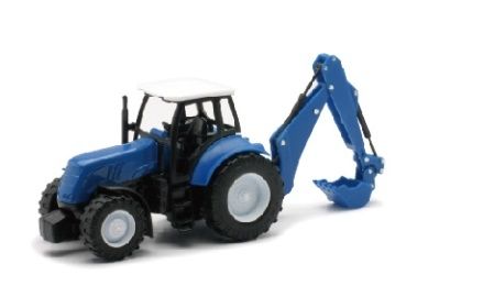 NEW05683C - Trattore con retroescavatore blu - 1