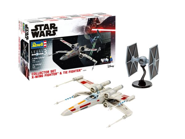 REV06054 - Set da Collezione X-Wing Fighter + TIE Fighter STAR WARS con dipinto da assemblare - 1