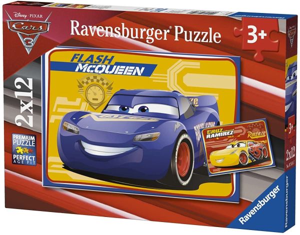 RAV07614 - 2 Puzzle 12 Pezzi AUTO - Flash e Cruz - 27;5 x 19;2 cm - 1