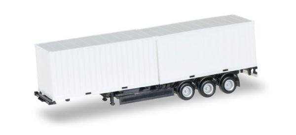 HER076494-002 - Rimorchio portacontainer a 3 assi con due container bianchi da 20 piedi - 1