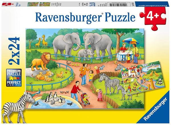 RAV078134 - Puzzle 2x24 pezzi Un giorno allo zoo - 1
