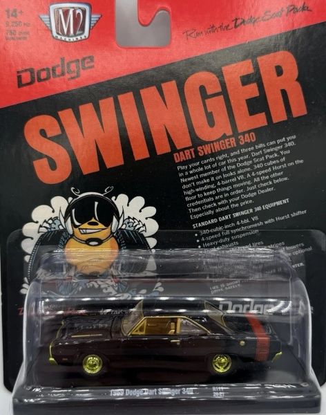 M2M-11228-111-A-DORE - Dodge Dart Swinger 340 del 1969, nera e oro, ancora nella sua confezione originale. - 1