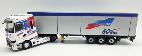 ELI118407 - RENAULT T High 4x2 2023 con rimorchio a 3 assi con pianale mobile COQUELLE di 60 anni - 1