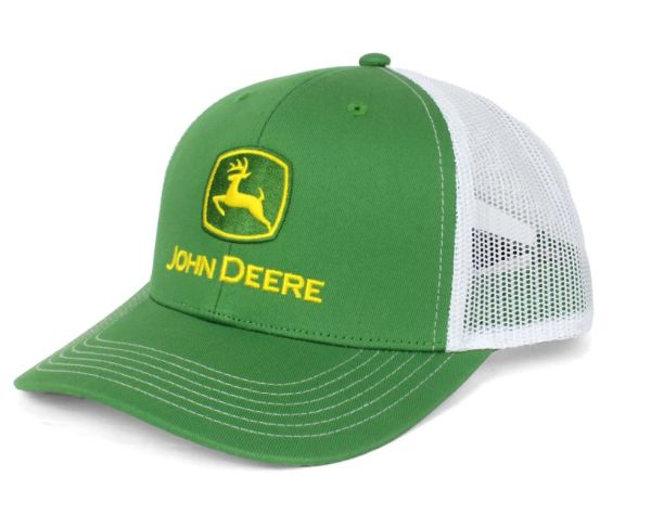 JA1308-3346-GRWH - Cappuccio verde JOHN DEERE con parte posteriore in rete bianca - 1
