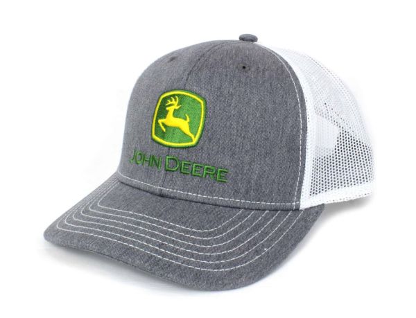 JA1308-3346-HGWH - Cappuccio grigio JOHN DEERE con parte posteriore in rete bianca - 1