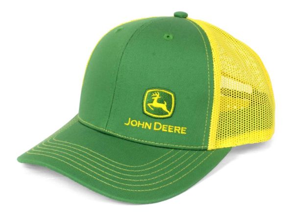 JA1308-3359-GR - Cappuccio verde JOHN DEERE con parte posteriore in rete gialla - 1