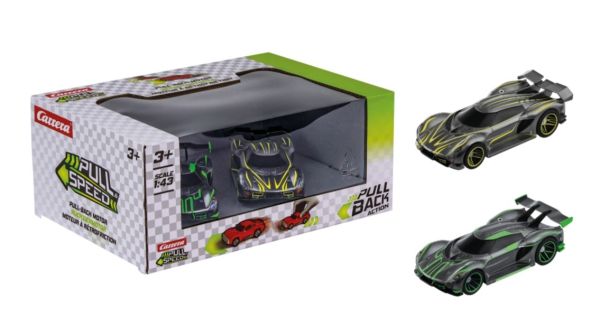CARRERA15813028 - Set da 2 Hypercar a frizione - grigia con dettagli gialli e verdi - 1