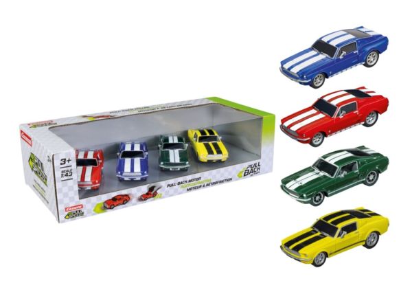 CARRERA15813031 - Set da 4 FORD Mustang 1967 a frizione - blu - rossa - verde e gialla - 1