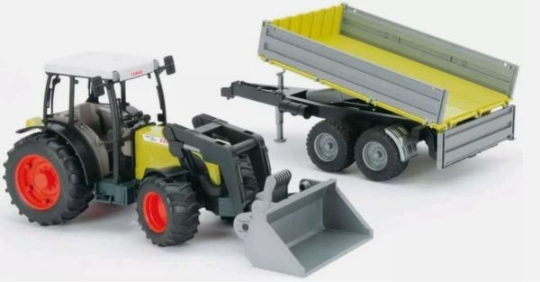 BRU1998 - CLAAS Nectis 267 F con caricatore e rimorchio grigio e verde - 1