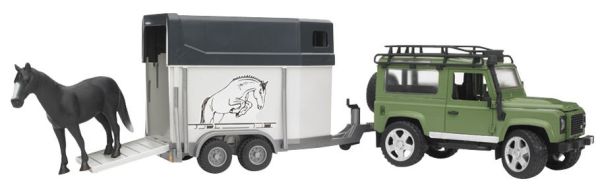 BRU2592 - LAND ROVER Defender con furgone e cavallo Scala: 1/16 - 1