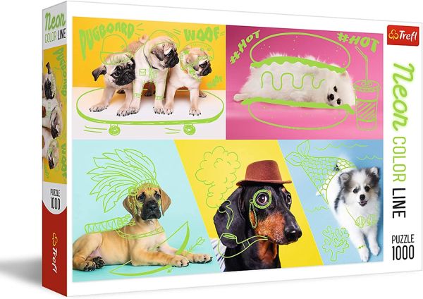 TRF10578 - Puzzle 1000 Pezzi Cani con colore verde neon - 1