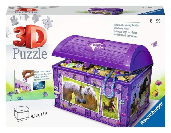 RAV111732 - Puzzle 3D da 216 pezzi Scrigno del tesoro con cavalli - 1