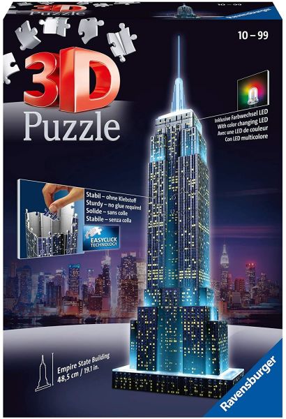 RAV125661 - Puzzle 3D illuminato da 216 pezzi dell'Empire State Building - 1