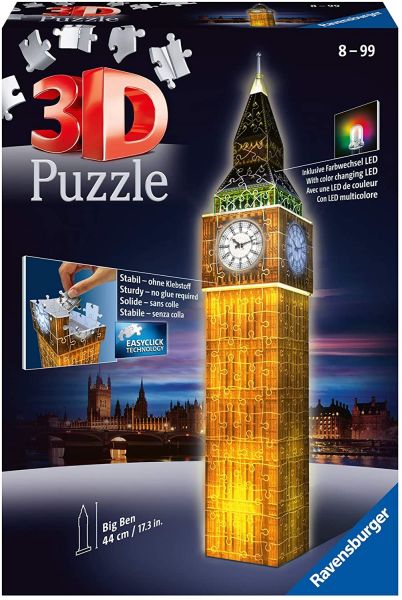 RAV125883 - Puzzle 3D 216 pezzi Big Ben illuminato - 1