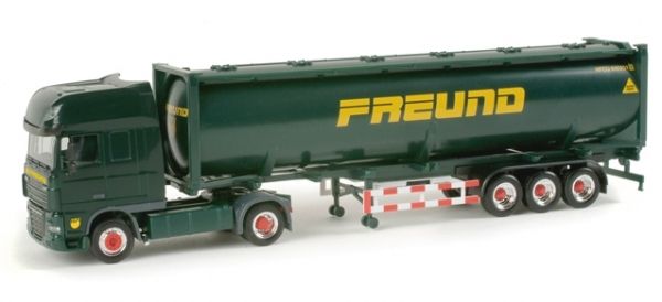 HER156578 - DAF XF 105 SSC con portacontainer a 3 assi e contenitore cisterna FREUND - 1