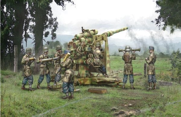 ITA15771 - Pistola Flak 37 da 8;8 cm con equipaggio da assemblare e verniciare - 1