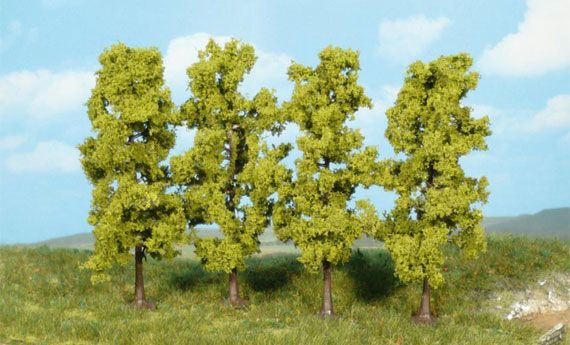 HEK1977 - Set di 4 alberi con foglie verde chiaro 11 cm - 1