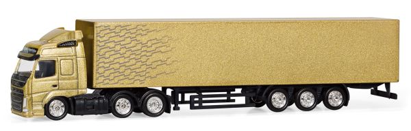MOT300042 - VOLVO FM 6x4 con rimorchio a cassone rigido 3 assi oro Scala 1/87 - 1