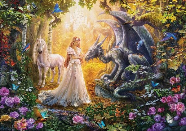 EDU17696 - Puzzle 1500 Pezzi il Drago la Principessa e l'Unicorno - 1