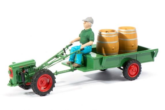 SCH8952 - HOLDER barra del timone con rimorchio a una figura e due barili - 1