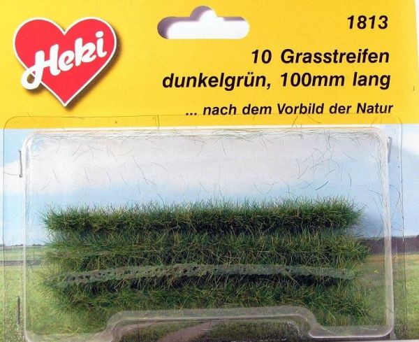 HEK1813 - Confezione da 10 strisce d'erba verde scuro 10 cm - 1