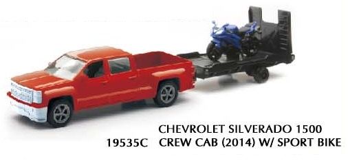 NEW19815E - Pick up CHEVROLET Silverado 1500HD con rimorchio e moto blu - 1