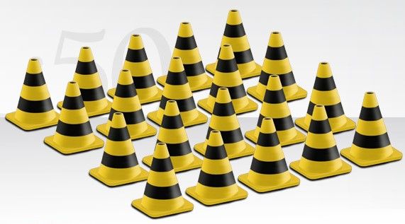 CON99823/01 - Set di 20 coni di segnalazione neri e gialli - 1