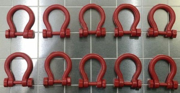 YCC639-1 - Set di 10 grilli 150/200 Ton (non filettati con bulloni e dadi) Rosso - 1