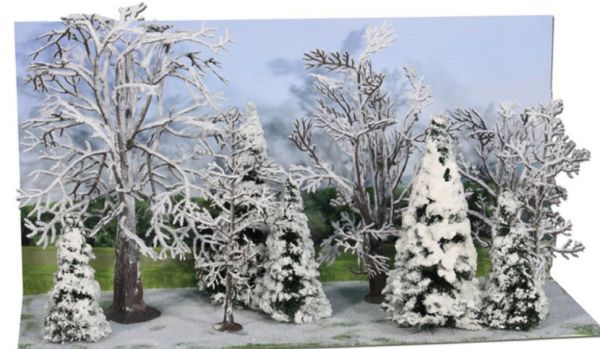HEK2101 - 10 Alberi e abeti innevati 7-14 cm - 1