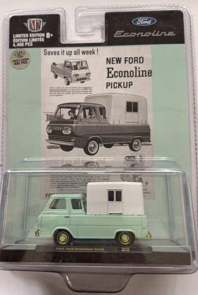 M2M-31500-HS16-DORE - Camioncino Ford Econoline del 1965, verde menta con cerchi dorati, ancora nella confezione blister. - 1