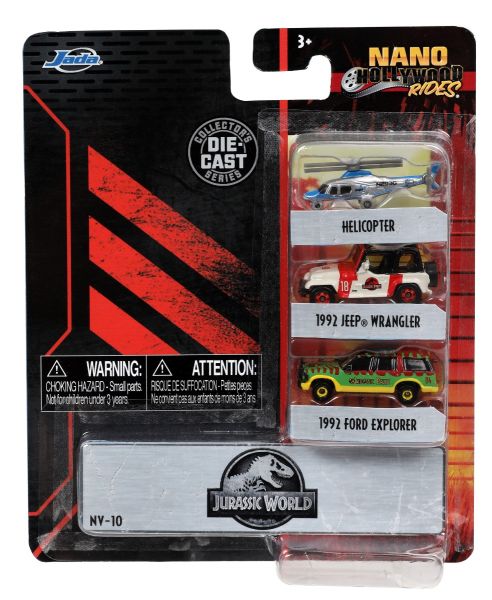 JAD31955 - 3 Nano Veicoli - Elicottero - JEEP Wrangler 1992 - FORD Explorer 1992 - JURASSIC WORLD - 1