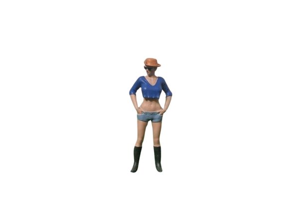 ATLAN32023_BLEU - Donna in piedi con cappello blu e lunetta alta - 1