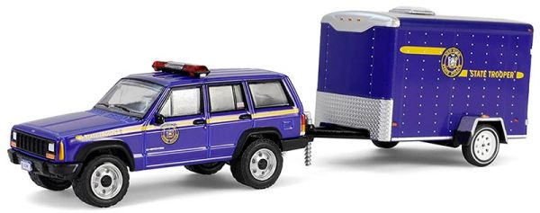 GREEN32315-B - JEEP Cherokee 2001 Polizia di New York con rimorchio della serie HOT PURSUIT in blister - 1