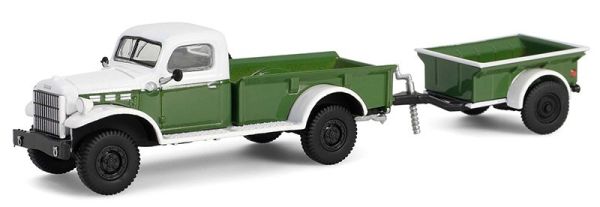 GREEN32320-A - DODGE Power Wagon 1950 con rimorchio verde e bianco della serie HITCH & TOW in blister - 1