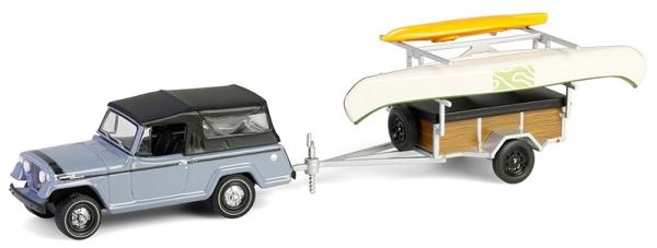 GREEN32320-B - JEEP Jeepster Commando SC-1 con rimorchio e accessori 1968 Grigio della serie HITCH & TOW in blister - 1
