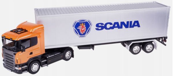 WEL32626 - SCANIA V8 R470 4x2 Arancione con portacontainer a 2 assi e contenitore - 1