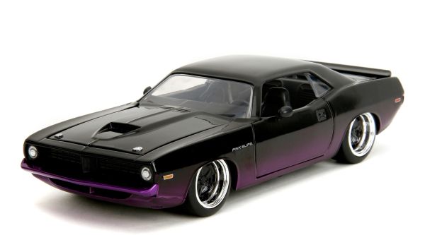 JAD35498 - PLYMOUTH Cuda 1973 nero e viola - PINK SLIPS - 1