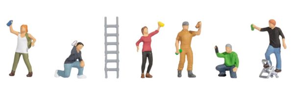 NOC36566 - Artisti dei graffiti con una scala - 1