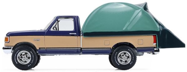 GREEN38080-D - Ford F-150 XLT Lariat del 1987, blu e beige, con tenda da tetto della serie The Great Outdoors, ancora nella sua confezione originale. - 1
