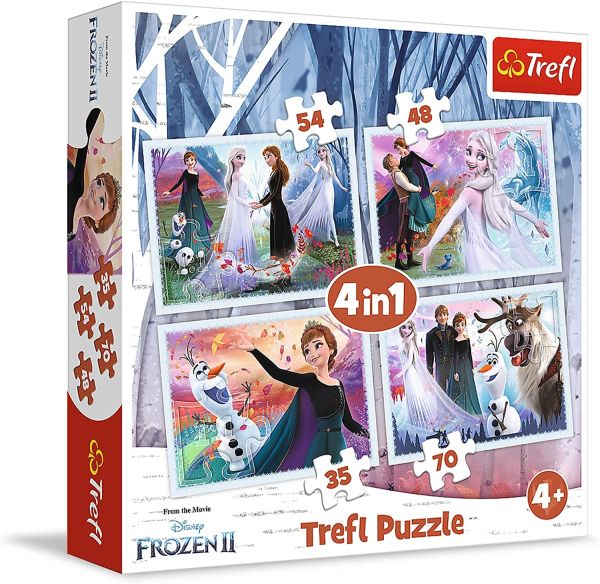 TRF34344 - 4 Puzzle 35-48-54-70 Pezzi THE FROZEN 2 La foresta magica - 1