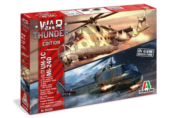ITA35103 - Elicotteri MIL MI-24 D+UH 1C WAR THUNDER da assemblare e verniciare - 1