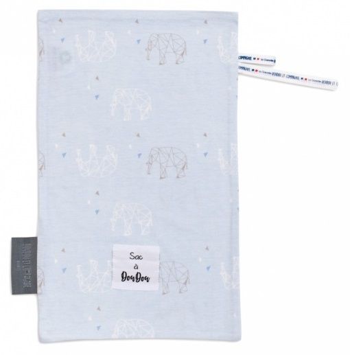 DC3766-2 - MY SAC A DOUDOU in cotone - fantasia elefanti blu - 1