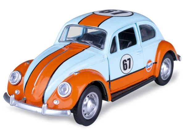 JAM402601 - VOLKSWAGEN Maggiolino Classico del 1967, Blu e Arancione GULF Pull-Back - 1