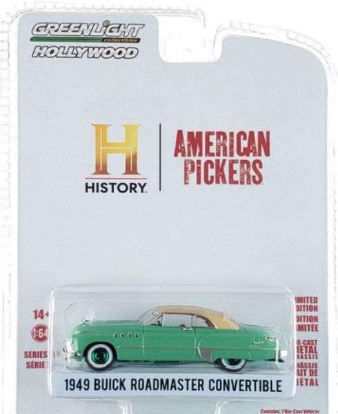 GREEN44970-DVERT - BUICK Roadmaster converticle con cerchi verdi 1949 dalla serie TV American Pickers 2010 in blister - 1