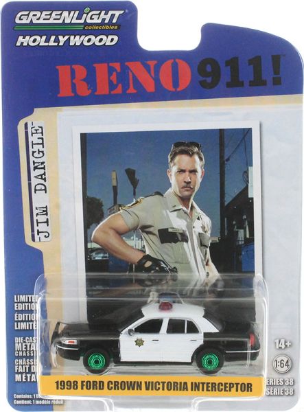 GREEN44980-B_VERT - FORD Crown Victoria Interceptor 1998 con ruote verdi dal film RENO 911 ! sotto blister - 1