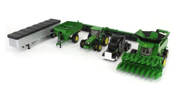 ERT45955 - Set per la raccolta JOHN DEERE - Trattore 8R 370 con rimorchio - mietitrice X9 1100 e camion con rimorchio - 1