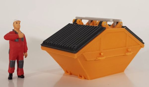MSM5466/01 - Cassonetto piatto 7m3 con coperchio in plastica - miniatura - 1